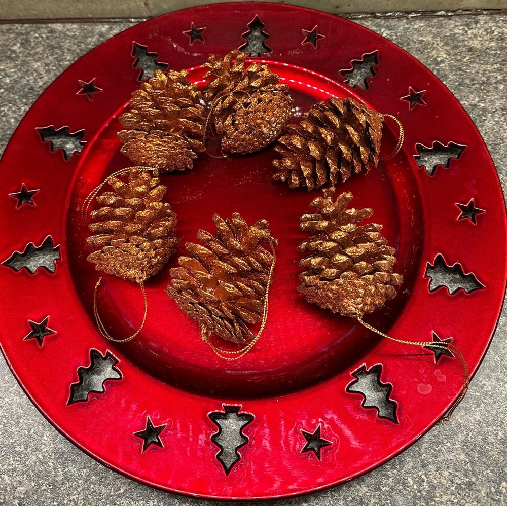 Festive Glittery Pinecone Christmas Tree Ornaments